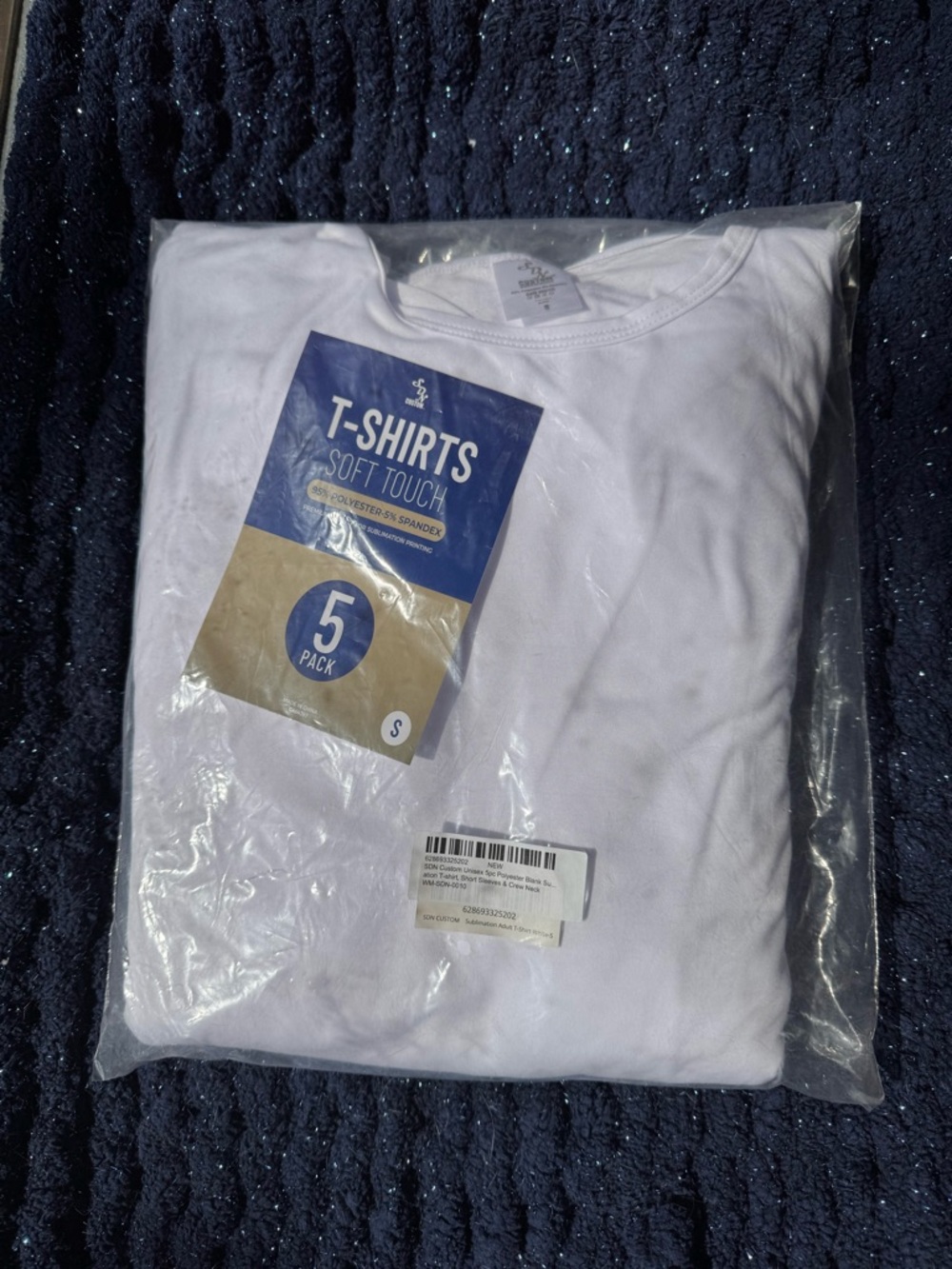 Unisex 5 Pack Polyester T-Shirts for Sublimation - Crew Neck Design